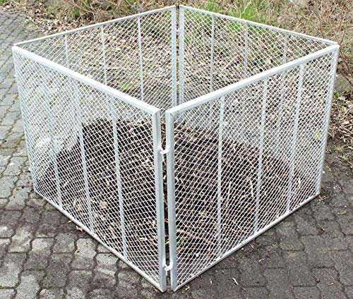 Komposter 100x100x80 cm Feuerverzinkt Metallkomposter aus Streckmetall Gartenkomposter Kompostbehälte Silber