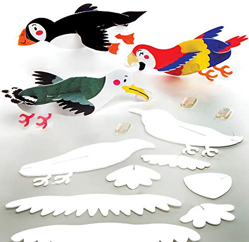Baker Ross Planeurs oiseaux à colorier (Paquet de 10) - Loisirs créatifs pour enfants et adultes AT566