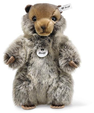Steiff Kuscheltier Burri Murmeltier, Süßes Stofftier mit Kunststoffaugen, Kinder, Jungen & Mädchen, Plüschtier 26 cm, Hellbraun, 084133