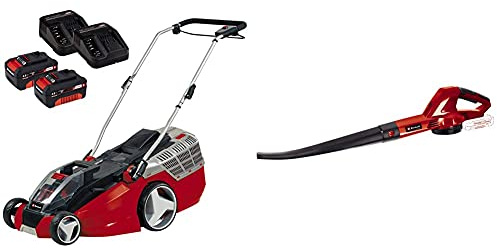 Einhell 3413130 Kit Tagliaerba A Batteria Ge-Cm, 43 Li M, Rosso, Nero & Ge-Cl 18 Li E Solo, Soffiatore Senza Batteria E Caricabatteria, Nero/Rosso