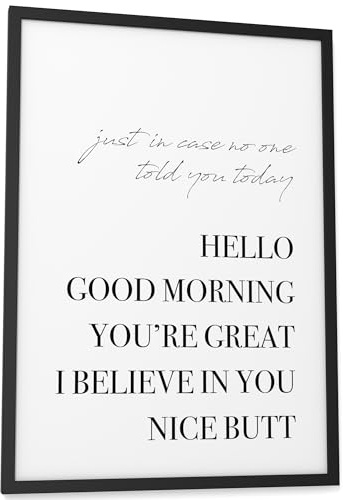 Papierschmiede® Bilder Home Kunstdruck mit Rahmen in A3 (30x42 cm) Spruch Zuhause Bild Wanddeko in schwarz weiß, Sprüche für Wohnzimmer Büro Küche Badezimmer WC, Nice Butt