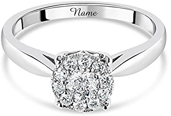 SISGEM 0,23 Karat Naturdiamantring für Sie, 9 Karat massives Weißgold, Halo-Verlobungsring, Naturdiamant, G, SI2, für Frauen, Damen, Verlobung, Hochzeit