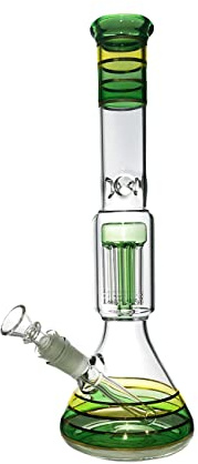 The Dark Diamond Glass Water Bong with 8 Arms Percolator Straight Height 30cm/14in and 18.8mm Joint Sizes with 3 Prong Ice Pinch Thickness 5mm (Green) TDDPHX101G