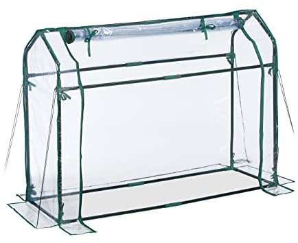 Relaxdays Serra per Orto, Telo in PVC, Porta Srotolabile, HxLxP: 92x124x42 cm, Sistema Chiuso, Giardinaggio, Trasparente, 1 pz