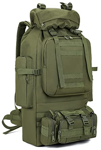 HongXingHai 100L Camping Hiking Backpack,Molle military Tactical rucksack backpack,Waterproof Lightweight Hiking Backpack (Army Green)