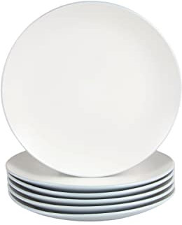 10 Strawberry Street Two Tone Coupe 8” Salad Plate Set of 6, Blue/White