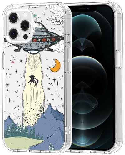 MOSNOVO für iPhone 12 / iPhone 12 Pro Hülle – Durchsichtige, schlanke, stoßfeste TPU+PC-Handyhülle, [6,6 Fuß Fallschutz/Anti-Abziehen] - UFO