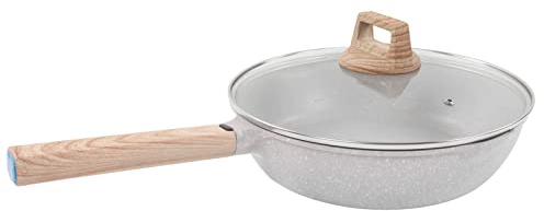 Poêle à Frire AntiadhéSive, Poêle à Frire en Pierre MéDicale de 28 Cm Grande Capacité Poêle à CrêPes aux œUfs pour la Cuisine, GréSiller, Saisir, Cuire au Four