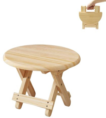 Mini Sgabello Pieghevole in Legno. Sedile da Viaggio, Sgabello Rotondo per Bambini, Poggiapiedi Portatile per Casa, Bagno, Cucina, Giardino, Ufficio, Viaggi. Supporta 90 kg.