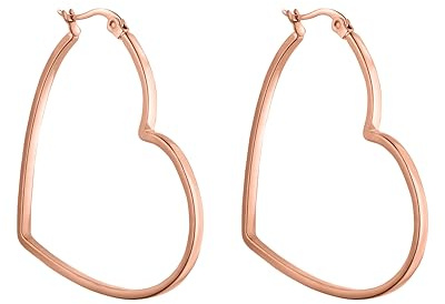 Purelei® Big Love - Orecchini a cerchio da donna in forma di cuore, in acciaio inox, colori: oro, argento, oro rosa, resistenti all'acqua, regalo per le donne, 44,5 Millimeter, Acciaio inossidabile
