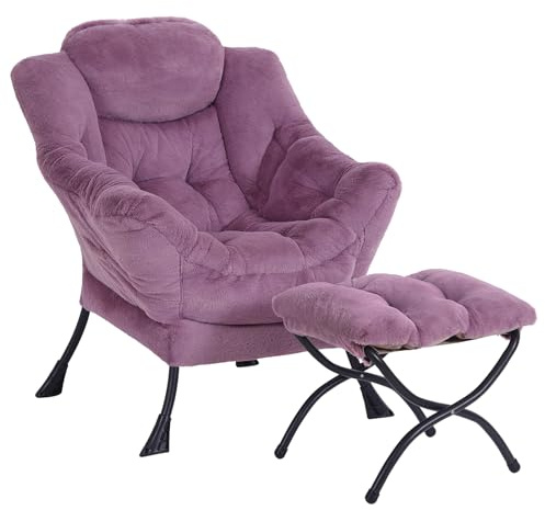 SESHINELL Lazy Chair mit Ottomane, moderner Akzentstuhl, zeitgenössischer Lounge-Sofastuhl mit Armlehnen, Lesestuhl für Wohnzimmer, Schlafzimmer, Büro