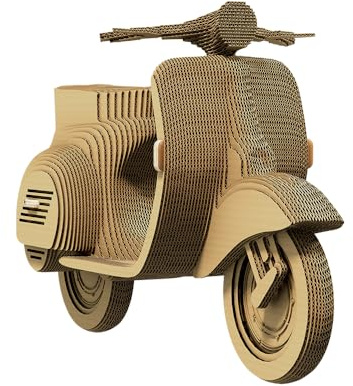 CARTONIC Motorroller 3D-Puzzle aus Karton – Skulptur-Bausatz | 75 Teile, 29 × 17 × 11 cm – Bastelset aus recycelter Pappe zum Stecken & Bemalen, für Jugendliche & Erwachsene, Geschenkidee
