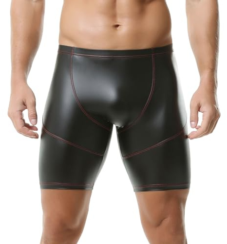 QiaTi Männer Leder Shorts Slim Fit Hot Short Pants Männer Sexy Tight Shorts für Urlaub