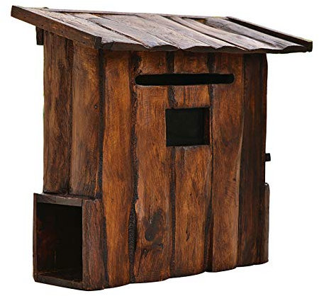 Garten-Briefkasten aus Holz für den Außenbereich, wasserdichter Wandbriefkasten mit Sichtfenster und Zeitungsständer