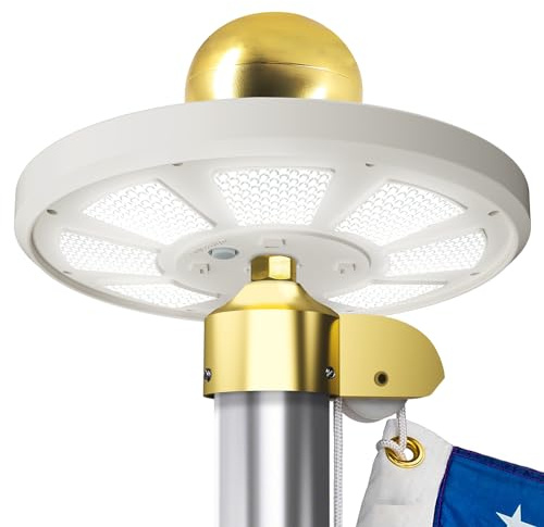 HOOPLE Flag Pole Light Solar Powered - 136 LED Solar Flag Light for Flag Pole, Adjustable 2 Lighting Mode, Light Up American Flag Outdoor with Solar Flag Pole Light from Dusk to Dawn for 12 Hours