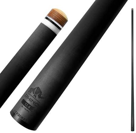 RHINO - 76.2 cm 3/8-14 Carbon Pool Queue Single Shaft Tip 12.4mm Low Deflection Technology Ultra-Smooth, Pro Taper, Easy to Play