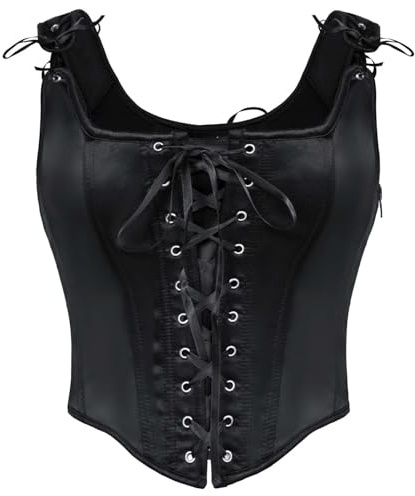 SCARLET DARKNESS Ladies Gothic Victorian Corsets for Women Overbust Bustier Crop Top Vintage Elegant Vest Renaissance Corset Tops Black 12