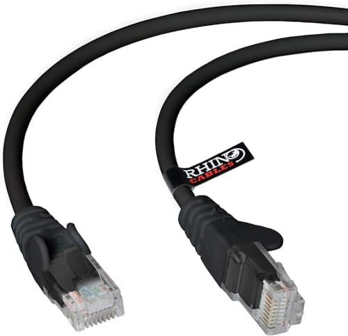 rhinocables CAT 5e High-Speed Ethernet Cable - Reliable LAN Network RJ45 Cable for Fast Internet & Data Transfer | Durable WiFi Broadband Cable for Gaming & Streaming, Home & Office (25cm, Black 50PK)