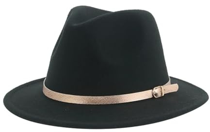 FULUJIDI Fedora Trilby Filzhut Hut Hut Fedoras Mädchen Hut Frauen Hüte Jungen Panama Jazz Kappen Gürtel Band Niedlich Outdoor Dekorieren Hut 52-54Cm (Kinder) Schwarz