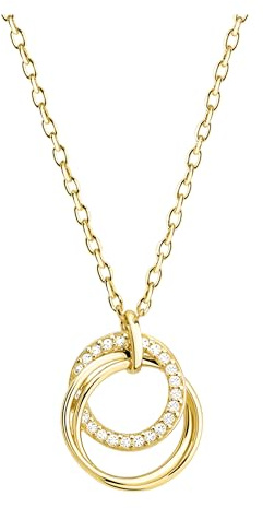 Sofia Milani - Damen Halskette 925 Silber - vergoldet/golden - mit Zirkonia Steinen - Kreis Anhänger - N0759