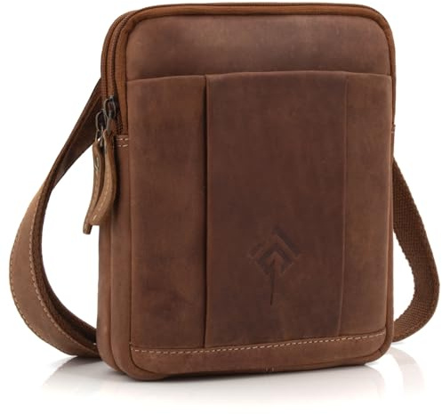 ekavale Umhängetasche Herren aus Leder - Stylische Schultertasche Herren Vintage - Messenger-Bag für Männer, für Alltag, Arbeit Robuste kleine Herrentasche (Hellbraun)