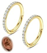 Morfetto Pendientes de Helix de Joyería Piercing Nariz Tragus Conch Aro Con Acero Quirúrgico Anillo Nasal Tabique Daith Rook Joyería Piercing Tragus HelixDorado-16G-10MM