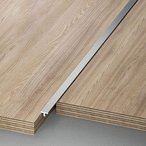 Raouoae Perfil De Transición En T Para Suelos Laminados Y Parquet, Umbral De Puerta 100cm, Paquete De 3, Riel Sin Juntas Para Transición De Suelos, Borde De Puerta Y Umbrales(Herr grau,Breite: 4mm)