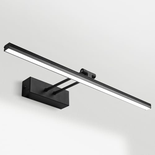 EMKE LED Spiegellampe Bad 40cm, 200° Drehung Wandleuchte für bad, Spiegelleuchte Bad, Badlampe Wand, IP44, 8W 6500K, Spiegel Lampen Schwarz