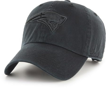'47 NFL New England Patriots Clean Up Unisex-Baseballkappe, Verstellbarer Riemenverschluss, Einheitsgröße, Team Logo, Farbe Schwarz