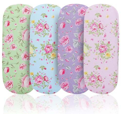 JANYUN Brillenetui Hardcase, 4 Stück Brillenetui Blumenmuster Tragbare Brillen Etui Hartschalen für Damen und Männer