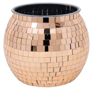 UNIQUE HOME LIVING Disco Ball Flower Pot Home Garden Indoor Plant Pots Decorative Plastic Planter/Ice Bucket - Dia. 13.5 x H 14cm - Copper