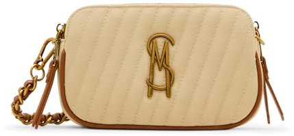 Steve Madden Damen Triple Compartment Crossbody Daisy-H diagonal Gesteppte Umhängetasche mit doppeltem Reißverschluss, Natürlich