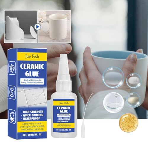 pulunto Colle céramique 30 ml pour réparation de porcelaine et de poterie Colle adhésive instantanée forte étanche DIY Artisanat Colle forte pour poterie, porcelaine, verre, métal, caoutchouc