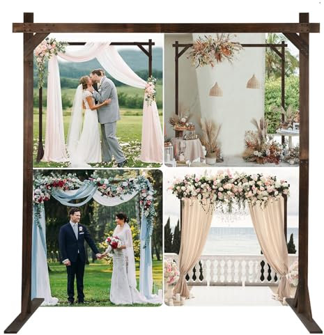 Wooden Wedding Arch, Wood Square Arch Backdrop Stand Wedding Arbor for Ceremony and Outdoor Lawn Decorations, Garden Arch, (7.2FT) Wooden Arch Decor Rustic Wedding Arch Frame Decorations