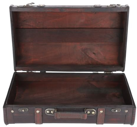 Yechiry Vintage Retro Nostalgischer Koffer, Holzkiste mit Großer Kapazität mit Schnallenschloss, Basteldekorationsbox Ornament, Tragbare Antike Fotografie -Requisiten für Wohnkultur