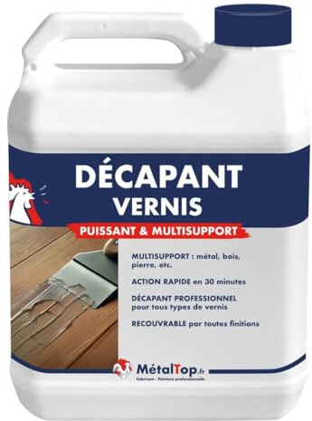 Metaltop - Decapant Vernis - 1 L - Enlève vernis sur bois, métal, carrelage, ciment, plastique, etc