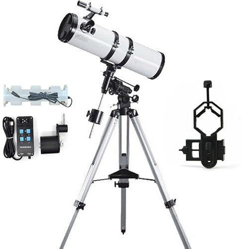 Skyoptikst 750 x 150 mm Spiegel-Newton-Teleskop, hohe Leistung, äquatoriale Tiefraumbeobachtung mit Stativ und Motor