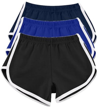 Lot de 3 shorts de course à pied en coton pour femme - Pantalon chaud d'été pour femme, entraînement, gym, sport, yoga, jogging, plage, maillot de bain - Taille élastique, b-rouge, S