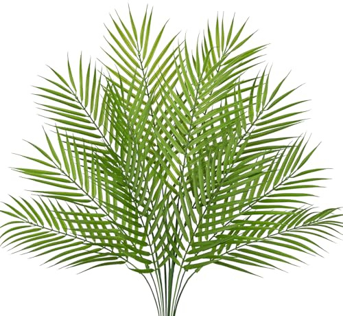 Briful Juego de 12 plantas artificiales con tallo de hoja de palma, 24.4 pulgadas, planta de helecho artificial para jarrón, arreglo floral, sala de estar, oficina, decoración del hogar