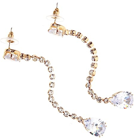 MUCKLILY Pendientes Colgantes Diseño Creativo y Elegante en Aleación Dorada de Cadena Larga Forma de Lágrima para Boda y Fotografía