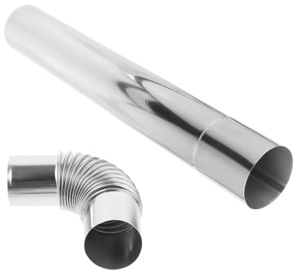 Toddmomy Tubo de Escape Chimenea Acero Inoxidable Codo y Tubo Recto para Ventilación de Humo Sistema de Extracción Rápida para Calentadores Instalación Versátil con Accesorios Incluidos