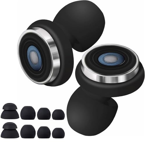 Jorun Reusable Noise Cancelling Silicone Ear Plugs for Sleep | Soft Hearing Protection Earplugs for Sleeping,Working,Traveling,with 8 Ear Tips in S/M/L/Double Layer and Carrying Case,Black