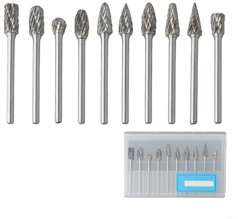Filteilect Drehwerkzeug-Frässtift, 3 mm Schaft, Fräser, Schleif-Bit für Metall, Edelstahl, Legierung, 10-teiliges Set (C)