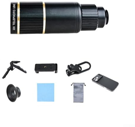 Téléobjectif 22x pour iPhone, monoculaire haute définition pour téléphone portable pour concerts, festivals de musique, événements sportifs, photographie de la faune (pour 14 pro)