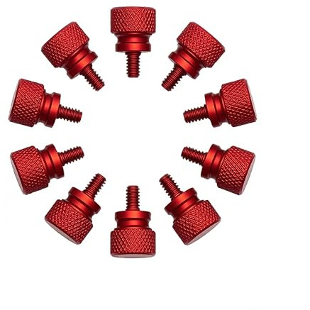 PrecisionGeek® – Tornillos moleteados 6-32 UNC de aluminio – Cabeza moleteada Ø10 mm – Tornillos manuales para cámara, electrónica y carcasa – Varias longitudes (rojo #6-32 x 6,5 mm)