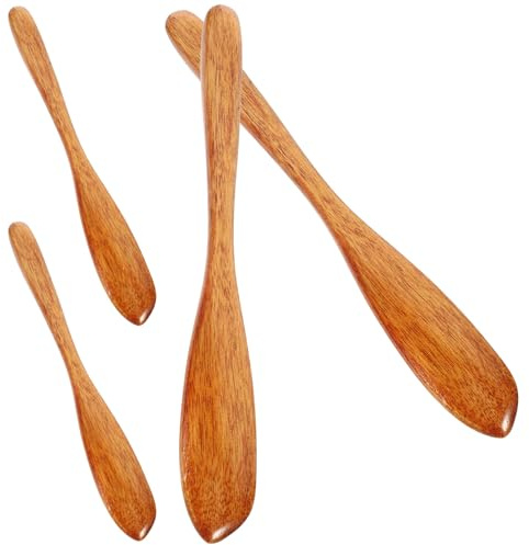 Lurrose Lot de 4 Tartineurs à Beurre en Bois pour Restaurants et Boulangeries, Outil la Cuisine pour Couper Fromages et Pains Design Élégant et Pratique