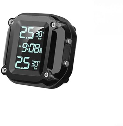 Glomc Motorrad TPMS Digitales Reifendruckkontrollsystem, mit LCD-Display, drahtlose Sensoren 0–8 Bar Echtzeit-Alarme, für Temperatur und Druck