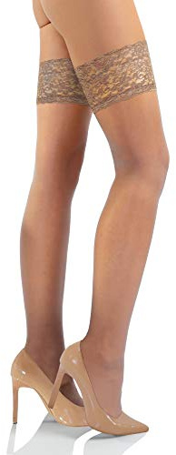 Sesto Senso 1 par Hållstrumpor Med Spets 15 DEN Fina Strumpor Kvinnor 3/4 M/L Naturlig Beige Färg