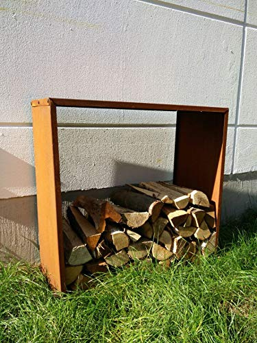 Zen Man Kaminholzregal Garten Kaminholzunterstand, holzregal Kaminholz Rost Metall 031588 B35*L78*H78cm 1mm 8,3kg