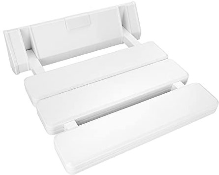 Folding Shower Seat Drop-leaf Shower Seat Wall Mounted Shower Stool Space-Saving Shower White Seat Non-Slip Bath Seat Shower Stool Shower Aid for Disabled Elderly, Maximum 130kg